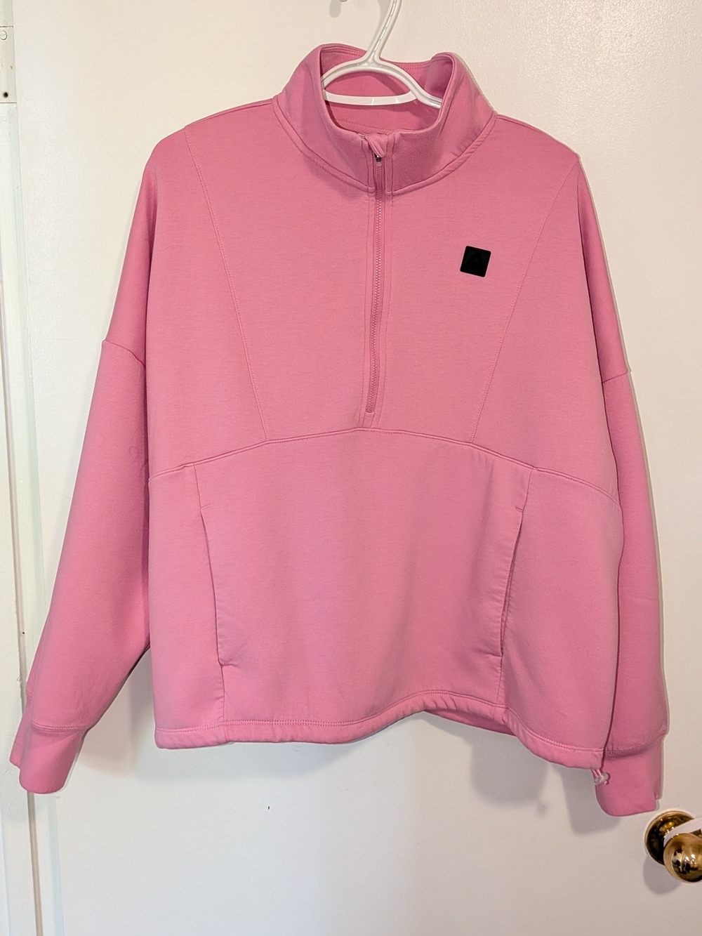 Reebok Women's Pink Quarter-Zip Pullover Sweater